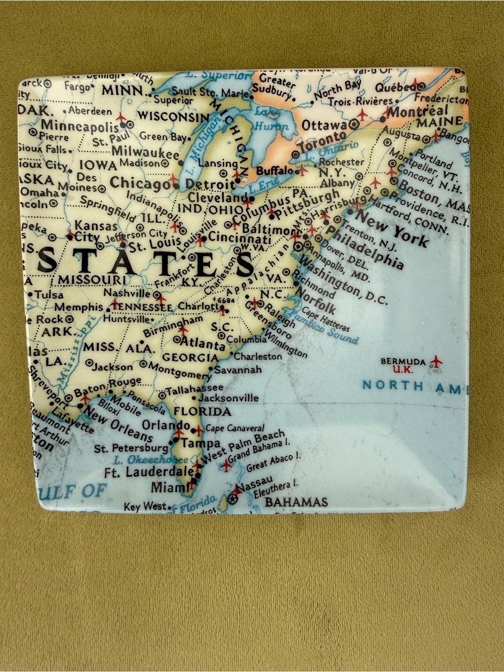 Retro Plate Map - United States & East Coast by A Perfect Table